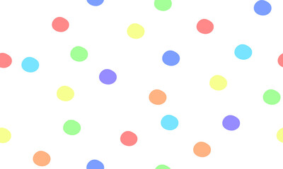 Colored polka dots on white background seamless pattern