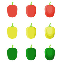 A vector drawn bell pepper illustration with various colors and amount of details
