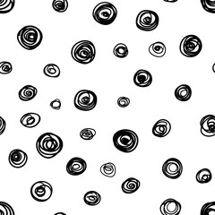 Abstract seamless pattern. Hand drawn vector illustration. Pen or marker doodle sketch. Black and white scribble