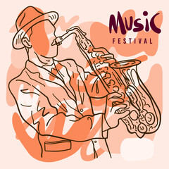Jazz saxophone player. abstract vector illustration for jazz poster