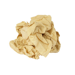 crumpled brown paper isolated on white background