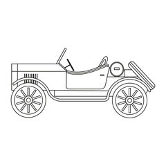 Hand drawn retro car on a white background.