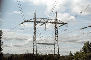 power lines grids outdoors in nature.