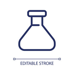 Erlenmeyer flask pixel perfect linear ui icon. Chemistry glassware. Lab equipment. GUI, UX design. Outline isolated user interface element for app and web. Editable stroke. Arial font used
