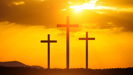 Good Friday concept. Cross on sky background.