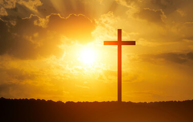 Good Friday concept. Cross on sky background.