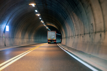 Driving towards inside a tunnel.