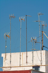 Masts with television antennas