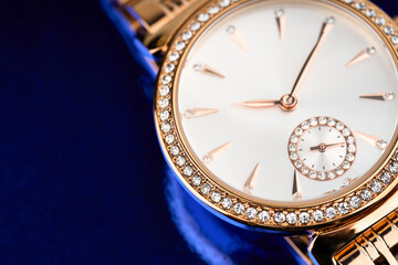 classic chronograph wristwatch. Swiss golden wristwatch. luxury fashion watch stainless steel...