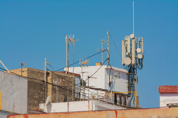 Tower with wifi network antennas and for television