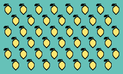 Vector pixel style lemon fruit pattern that can be used for background
