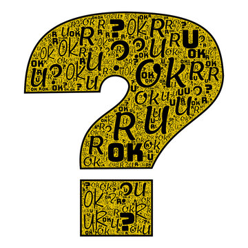 Question Mark Illustration With R U OK Day Word Cloud With Colorful Letters. R U OK Day Is An Australian National Day Of Action Dedicated To Inspiring All People To Ask Are You OK Regularly