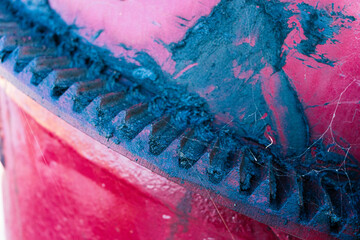 textures of the gear of a concrete mixer