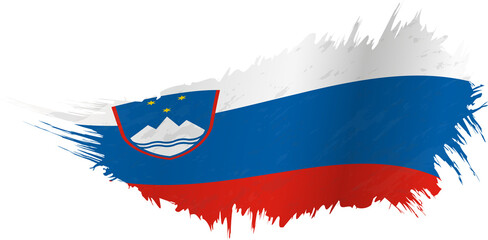 Flag of Slovenia in grunge style with waving effect.
