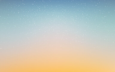 Fototapeta na wymiar Sunset sky. Evening light with stars. Yellow and blue sky gradient. Abstract blurred background. Realistic sunlight for poster, banner or web. Vector illustration