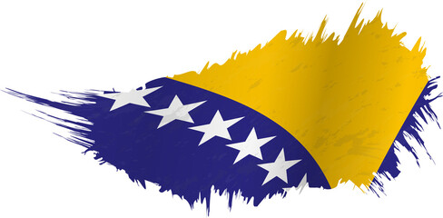 Flag of Bosnia and Herzegovina in grunge style with waving effect.