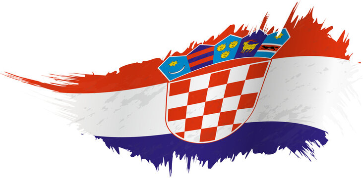 Flag of Croatia in grunge style with waving effect.