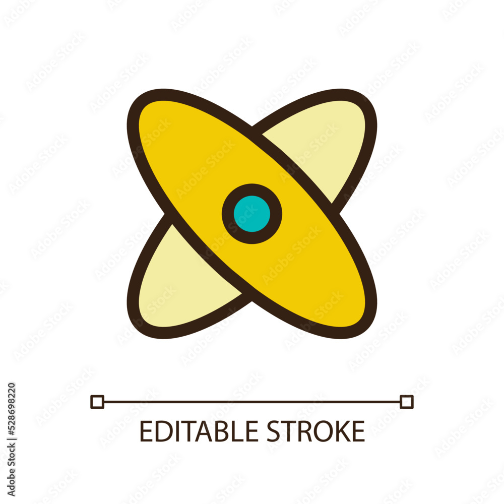 Aufkleber science pixel perfect rgb color ui icon. atomic structure. physics courses. simple filled line eleme
