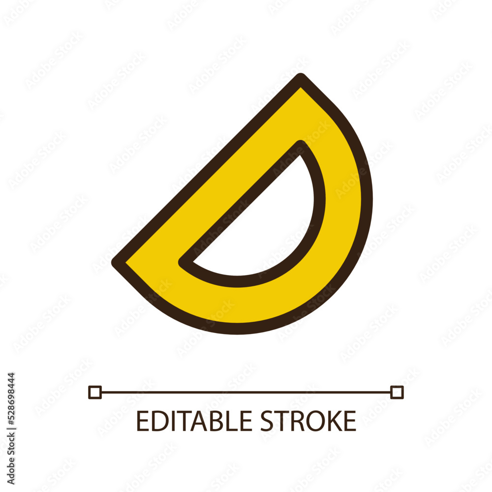 Poster Protractor pixel perfect RGB color ui icon. Math tool. Stationery supply. Simple filled line element. GUI, UX design for mobile app. Vector isolated pictogram. Editable stroke. Arial font used