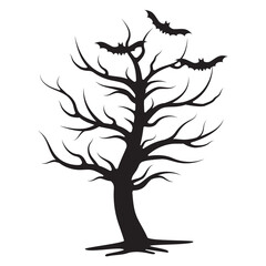 Halloween tree, Color isolated Vector illustration of kawaii cartoon.