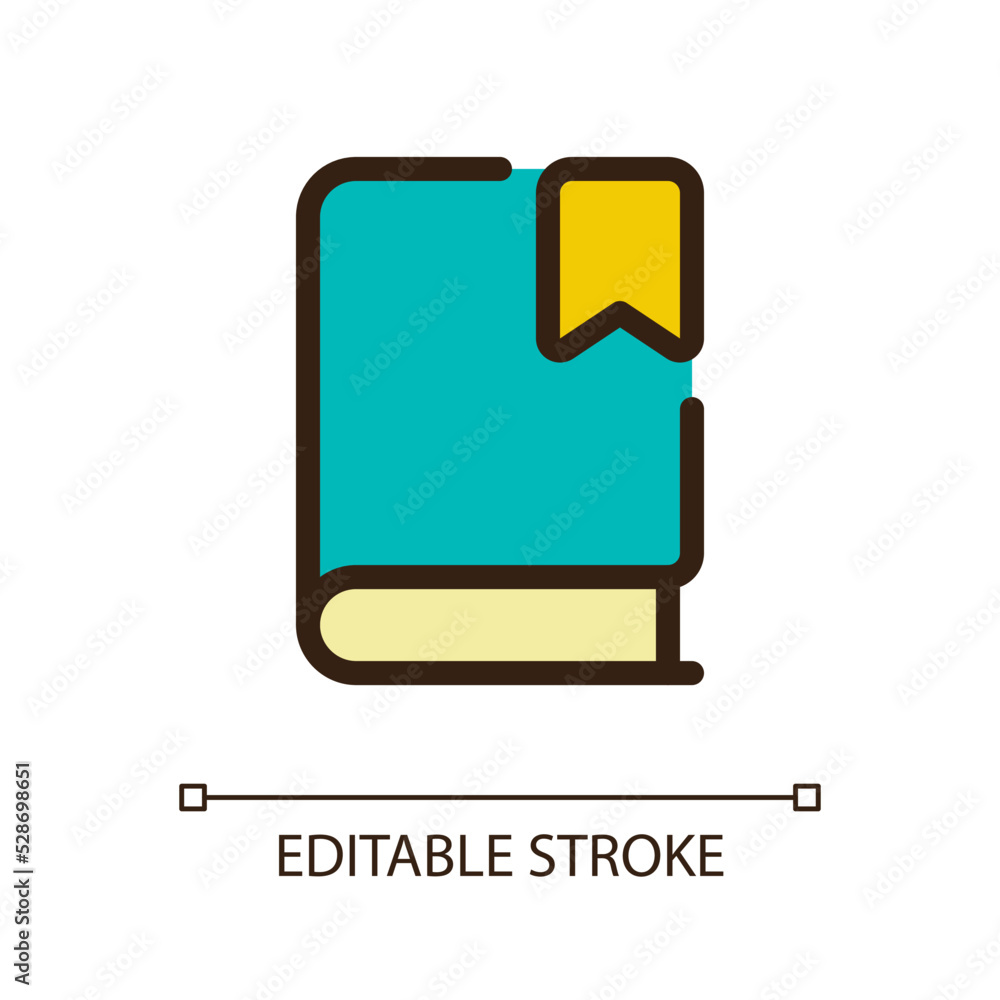 Poster saving book for future pixel perfect rgb color ui icon. making bookmark. simple filled line element.