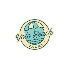 Obraz premium Summer Beach Vacation and Sea Ocean wave with Umbrella Logo Design