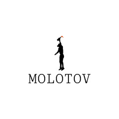 Silhouette Man Holding Molotov Cocktail Symbol Logo Design
