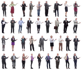 Fototapeta premium group of business people showing thumbs up isolated
