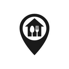 Restaurant location pin pointer icon flat style isolated on white background. Vector illustration