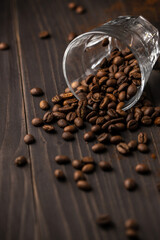 Mug of arabica coffee beans.Vertical format