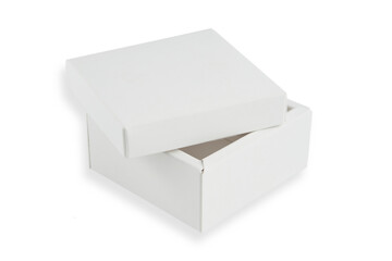 blank packaging white cardboard box for product design mockup isolated on white background with clipping white box container. template blank package.