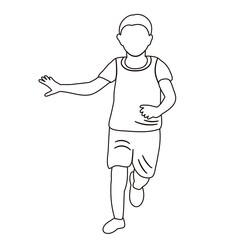 boy running sketch, outline vector