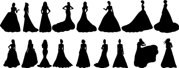 brides set, princesses silhouette isolated, vector © zolotons