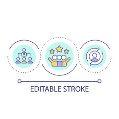 Team achievements loop concept icon. Effective business leadership. Growing together abstract idea thin line illustration. Isolated outline drawing. Editable stroke. Arial font used