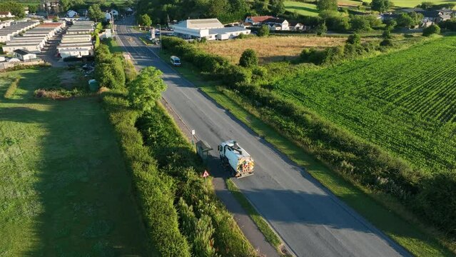 Aerial View of a Road Sweep on a Road in the UK