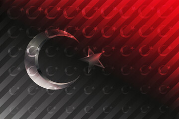 Turkey national flag. Turkish flag with silver crescent and star pattern. Professional vector design. Suitable for any field such as greeting, poster, print, textil, logo, template.