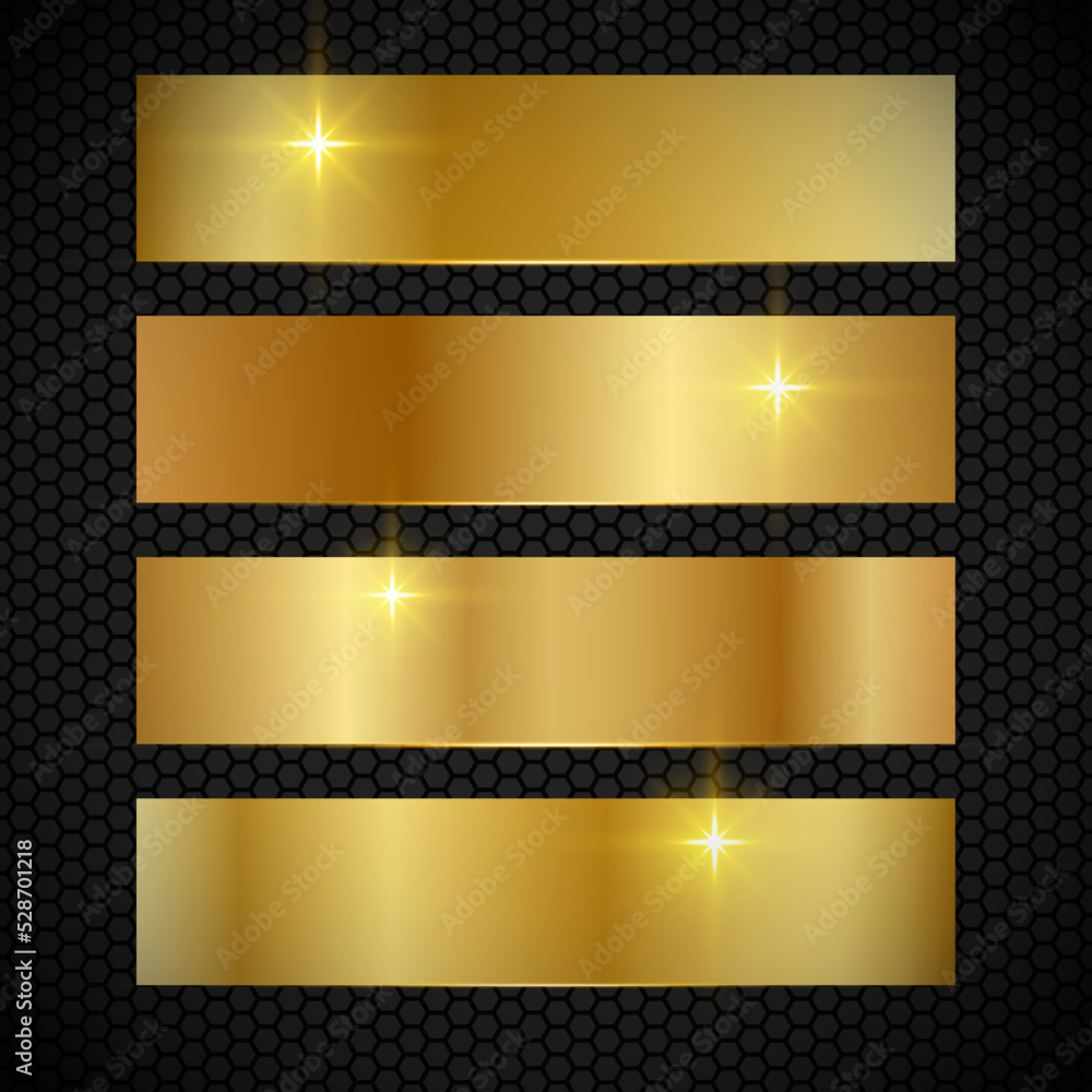 Wall mural collection of gold gradient template background vector. set of gold design background banner.