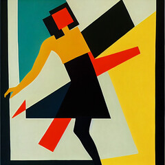 Art in the style of Suprematism. Woman dances - 528701496