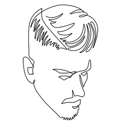 Continuous one line drawing of man portrait. Hairstyle. Fashionable men's style.