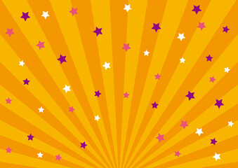 放射線　背景　ハロウィン  オレンジ　スター　星　素材　ベクター 