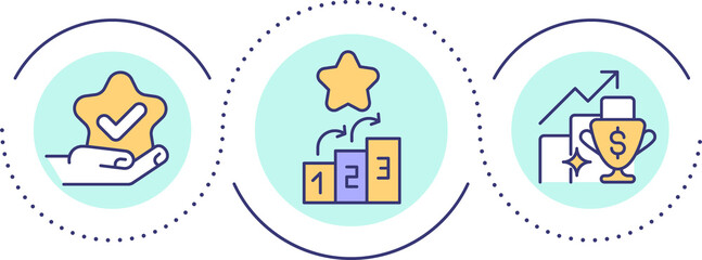 Development and achievement loop concept icon. Winner award. Strategy to get success abstract idea thin line illustration. Isolated outline drawing. Editable stroke. Arial font used