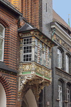 The richly decorated facade of the Lubeck Town Hall, a jewel from Hanseatic times