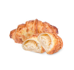 Almond croissant isolated on white background