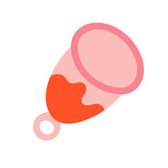 Menstrual cup illustration, reusable silicone gynecology period cup for blood, zero waste eco friendly solution, soft latex tampon alternative, vector icon isolated on white background