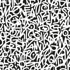 Obraz premium Graffiti seamless pattern with tags, fashion hand drawing texture, street style