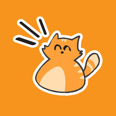 Cute Hand Drawn Happy Orange Cat Vector Illustration