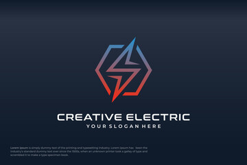 gradient electric logo design templates and letter s logo