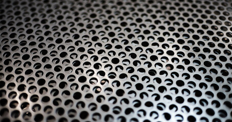 Abstract close up macro perforated dot holes texture in black and white.