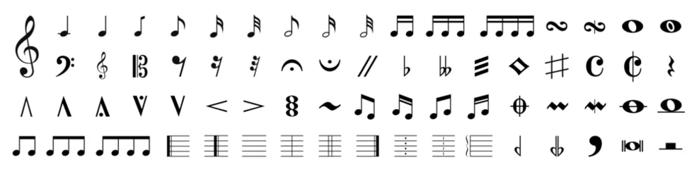 Gartenposter Music notes icon set. Set of musical notes. Black musical note icons. Music elements. Isolated music notes symbols on white background. Simple musical notes signs. Vector illustration © vectorsanta