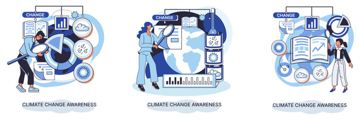 Change climate awareness metaphor, saving planet, World Environment Day, global warming ecological problems. human-induced observed and projected long-term changes mean climate. Nature saving strategy